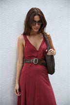 Vestido Longo Evasê Decote V Cecilia