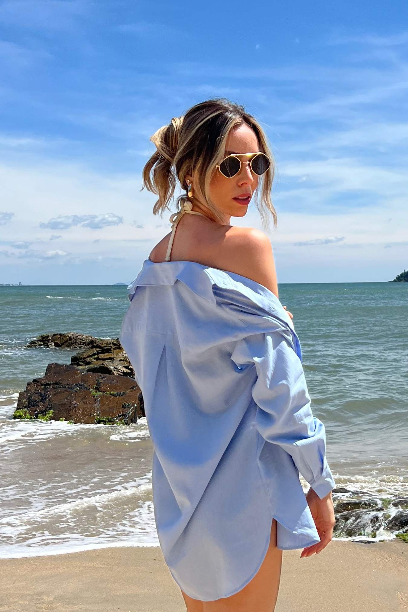 Camisa Feminina Longa em Viscolinho Brenda