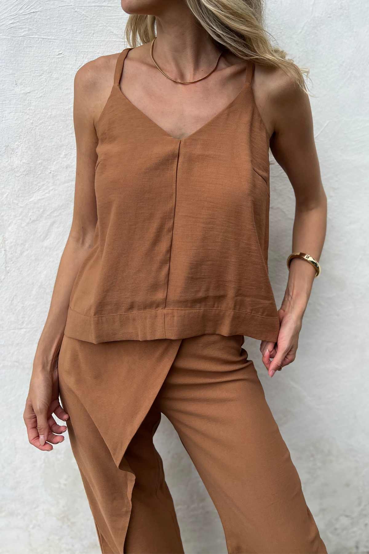Calça Alfaiataria com Tecido Sobreposto Paloma
