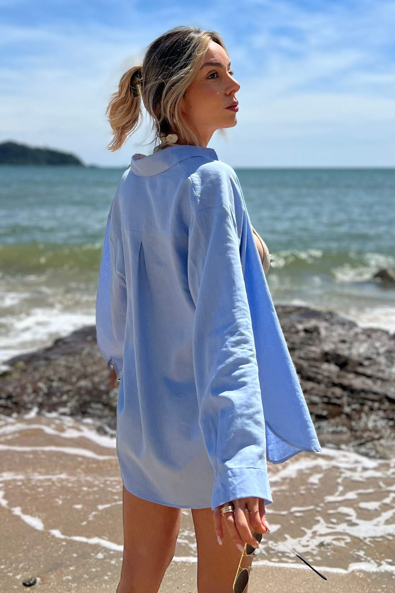 Camisa Feminina Longa em Viscolinho Brenda