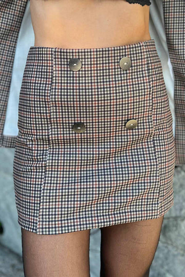 Saia Curta Xadrez com Botão