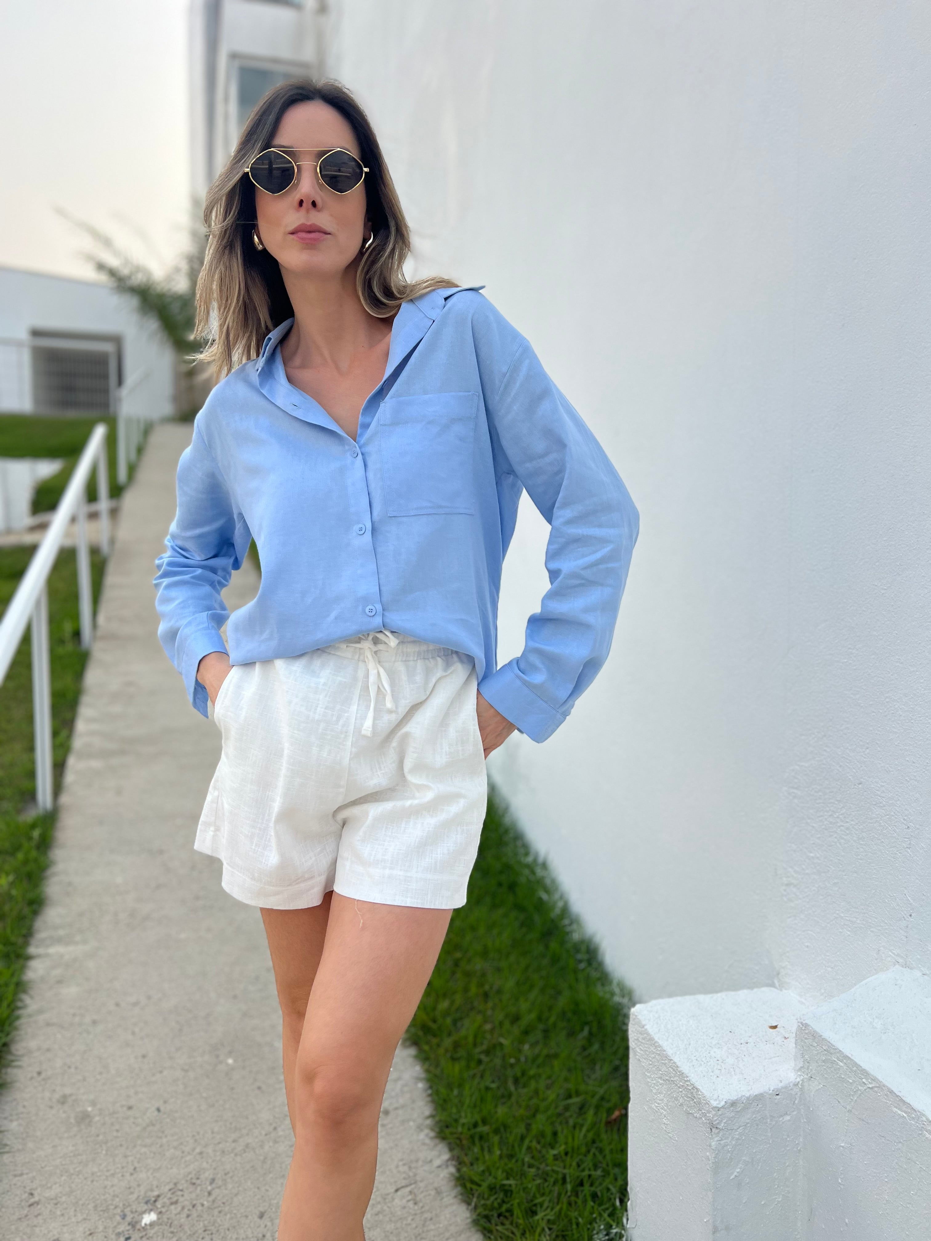Camisa Feminina Longa em Viscolinho Brenda