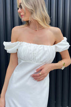 Vestido Midi com Manga Princesa e Busto Franzido Izabel