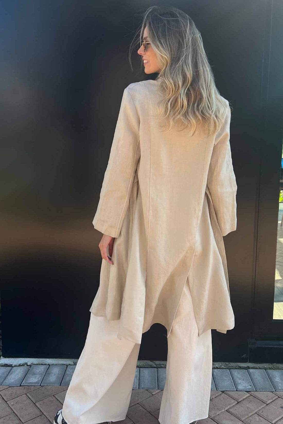 Casaco Feminino Trench Coat 100% Linho Dora