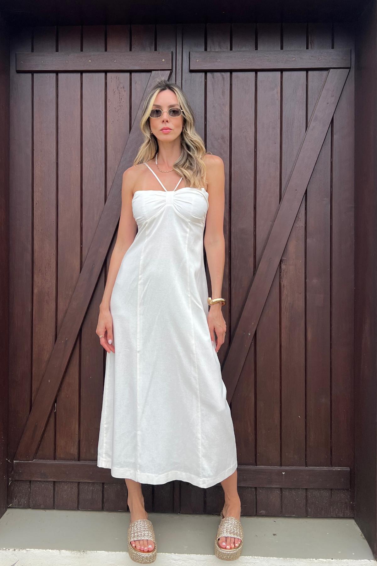Vestido Midi Linho Misto Nicole