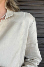 Casaco Feminino Trench Coat 100% Linho Dora