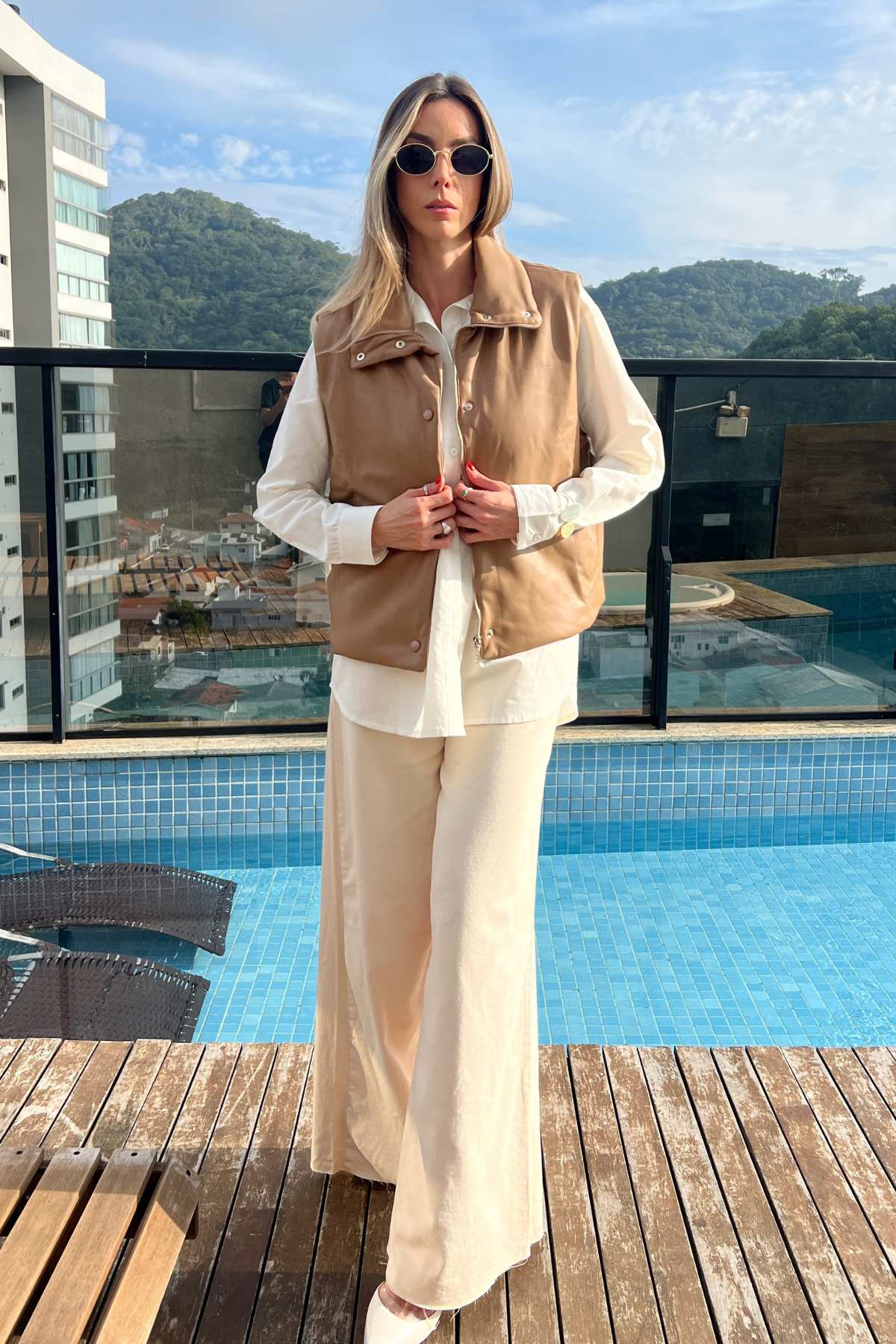 Colete Feminino Puffer Couro Ecológico