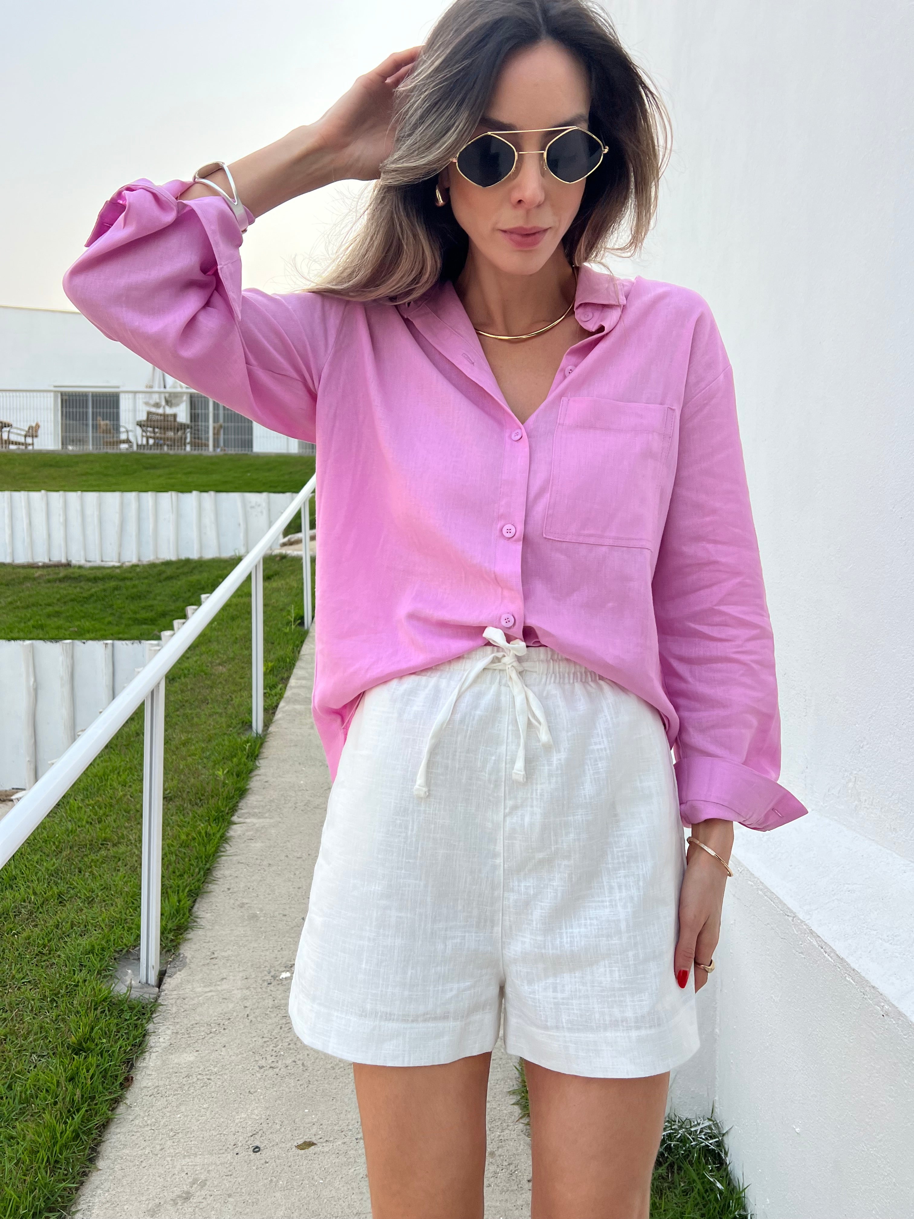 Camisa Feminina Longa em Viscolinho Brenda