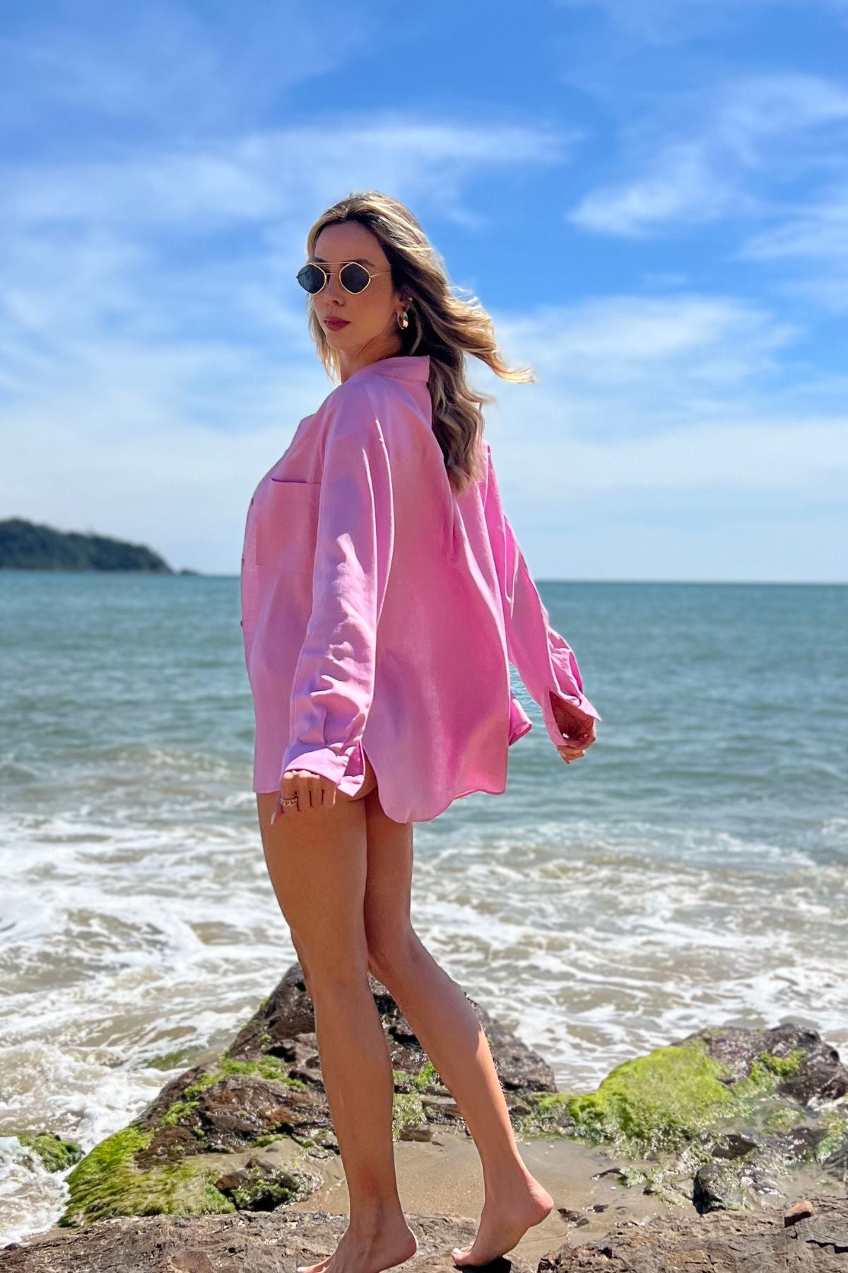 Camisa Feminina Longa em Viscolinho Brenda