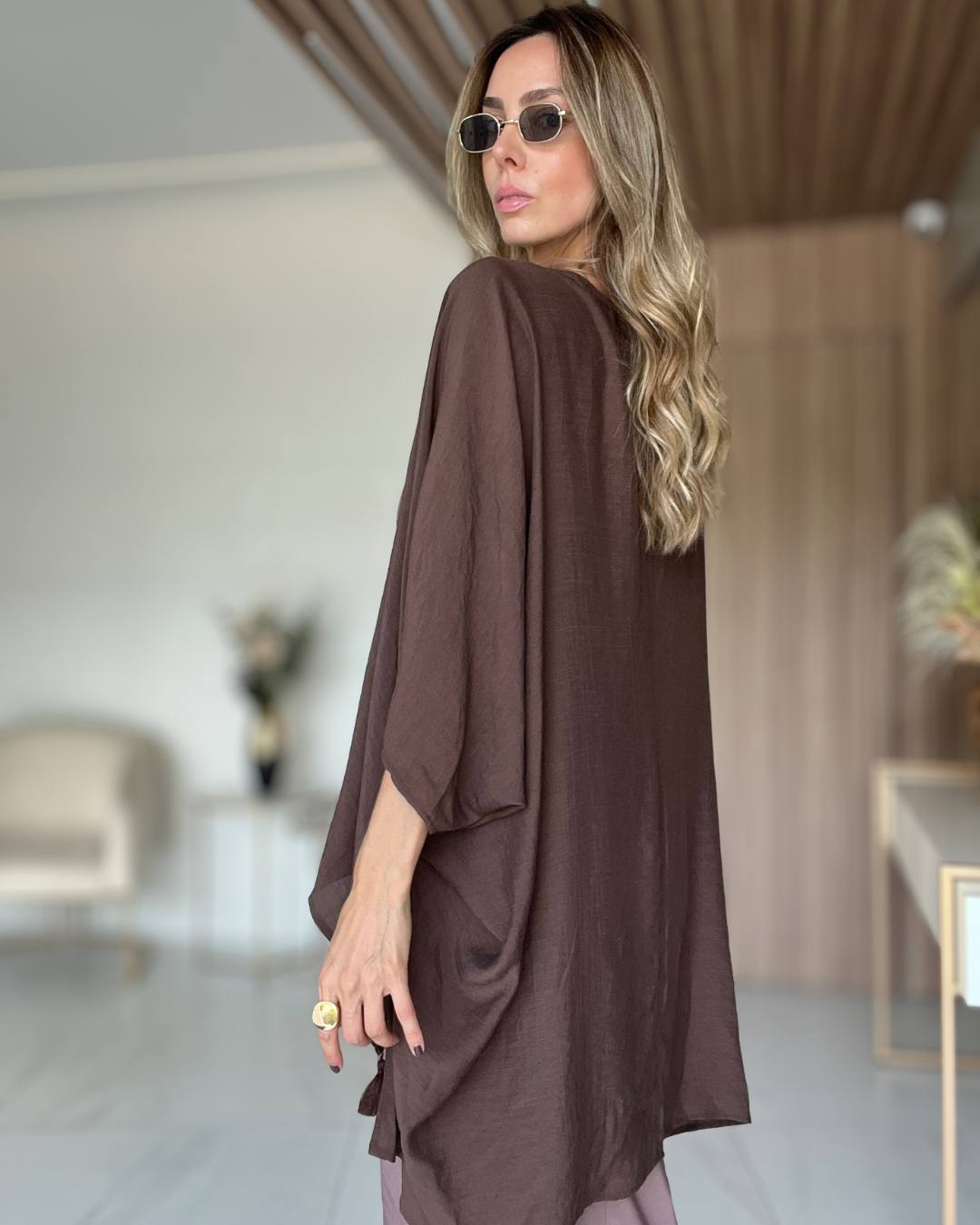 Kimono Alongado Feminino em Viscose Liz