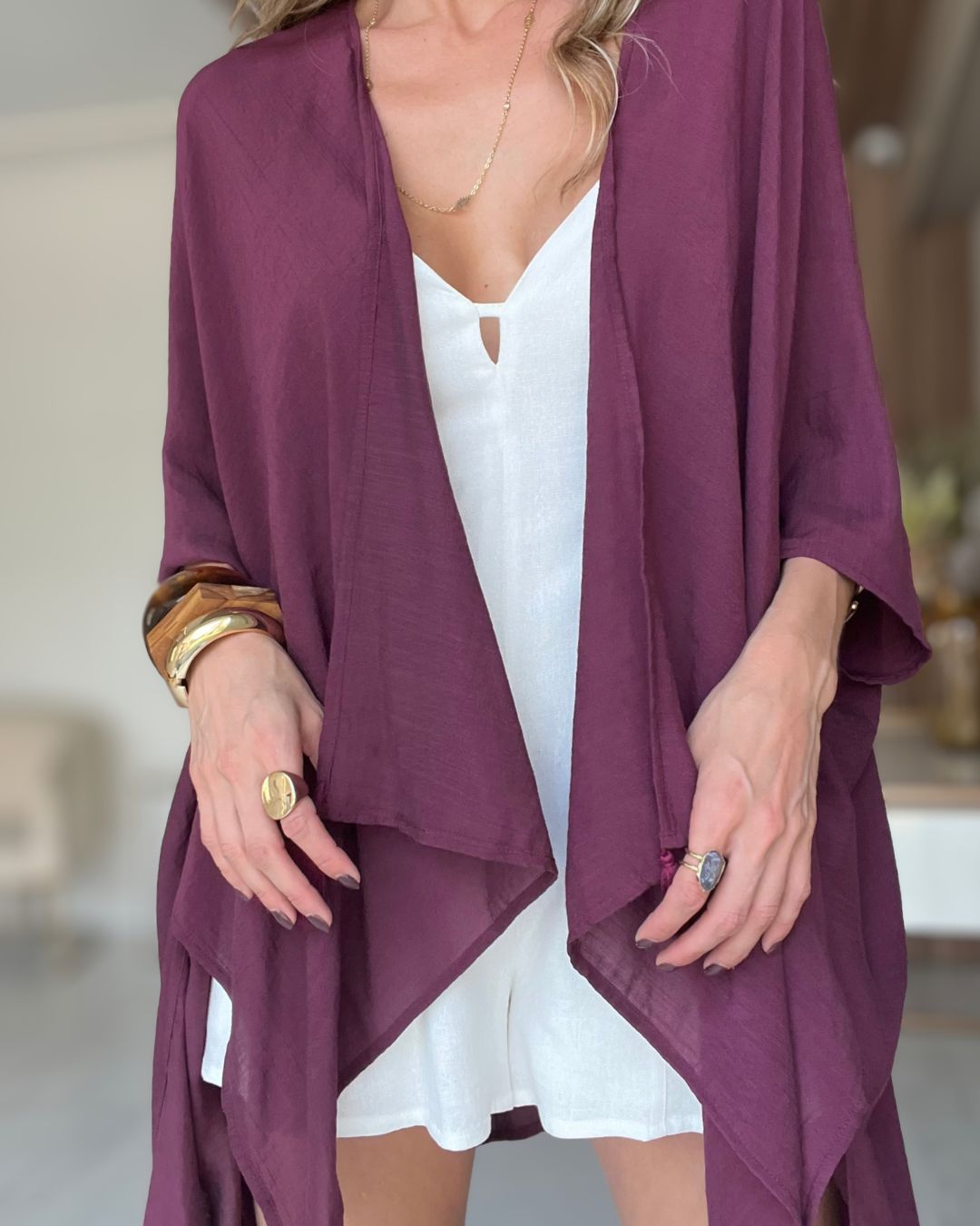 Kimono Alongado Feminino em Viscose Liz