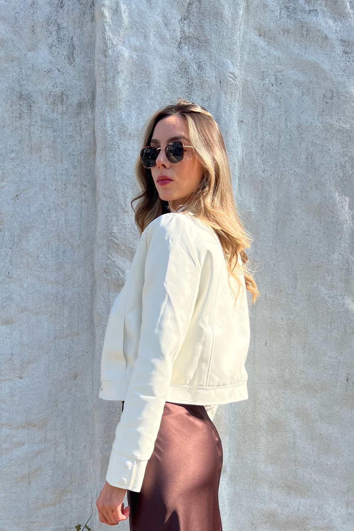 Jaqueta Feminina Poliuretano Couro Beca