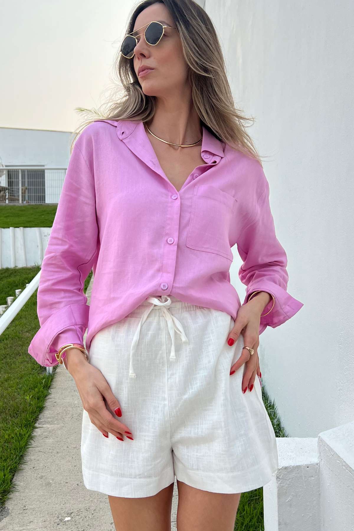 Shorts Feminino com Amarração e Elástico no Cós Daya