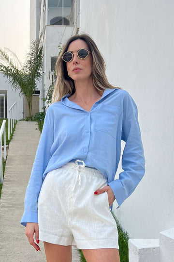 Shorts Feminino com Amarração e Elástico no Cós Daya