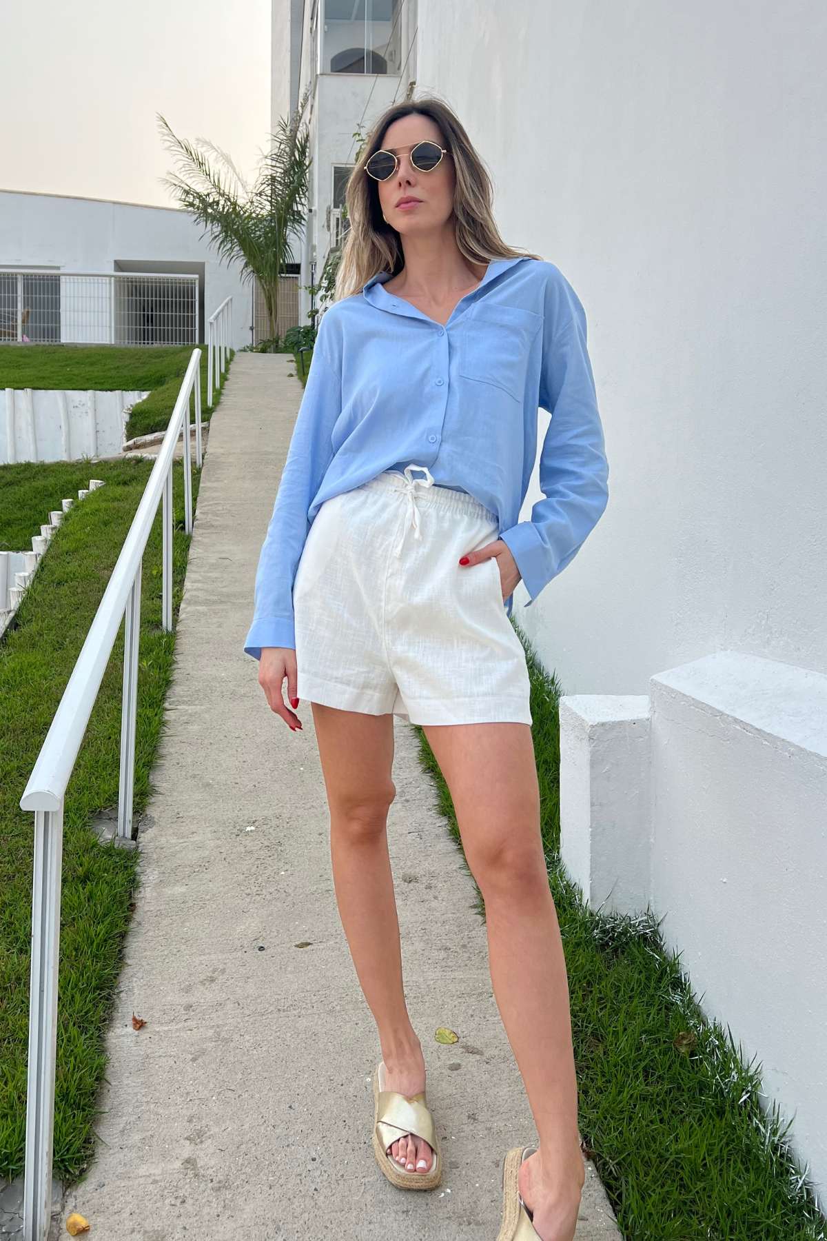 Shorts Feminino com Amarração e Elástico no Cós Daya