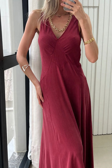 Vestido Longo Evasê Decote V Cecilia