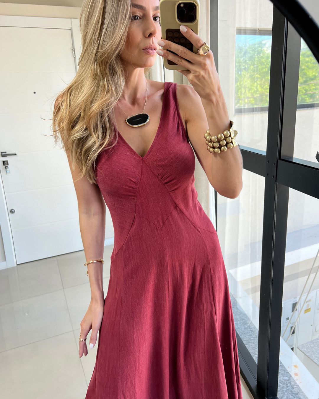 Vestido Longo Evasê Decote V Cecilia