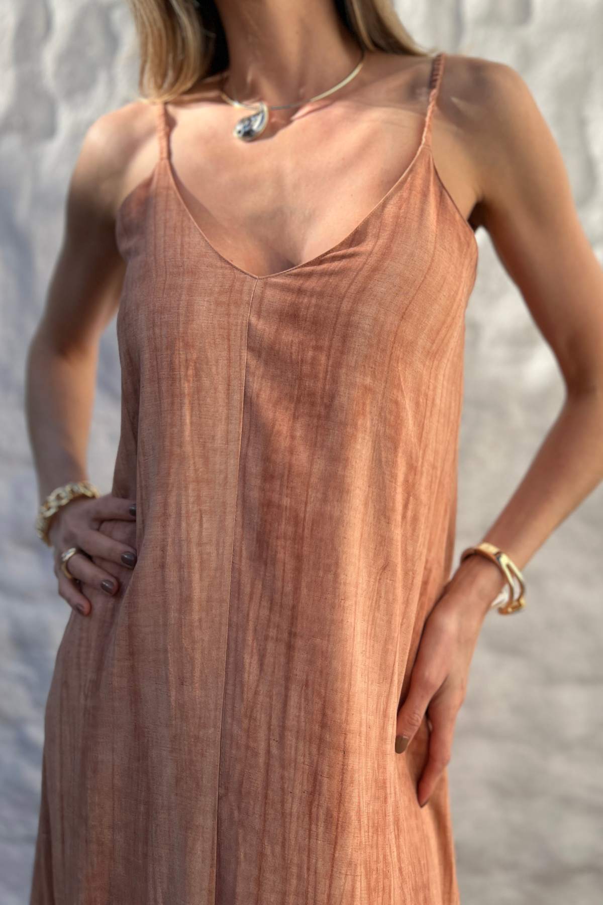 Vestido Longuete Alças Finas Franzidas Suzy