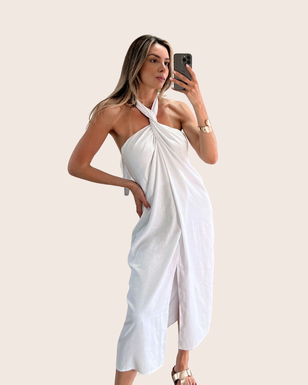 Vestido Midi Decote Torcido Samanta