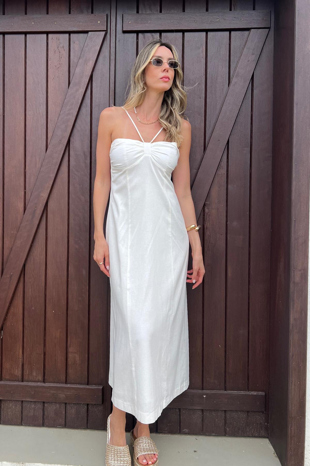 Vestido Midi Linho Misto Nicole