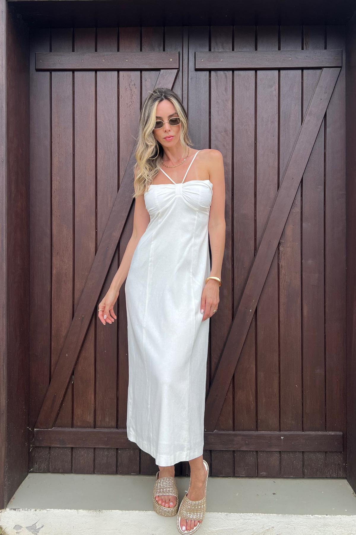 Vestido Midi Linho Misto Nicole