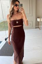 Vestido Tomara que Caia com Recorte no Busto Rebeca