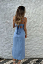 Vestido Midi Com Busto Estruturado E Fenda Agata