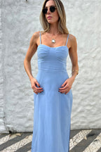 Vestido Midi Com Busto Estruturado E Fenda Agata