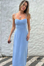 Vestido Midi Com Busto Estruturado E Fenda Agata
