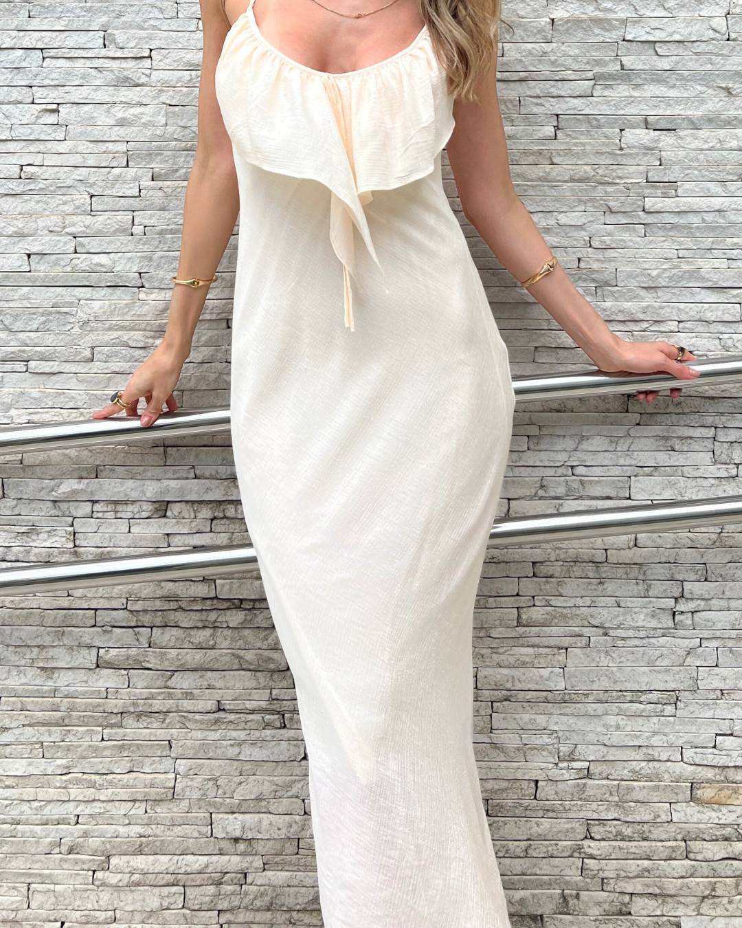 Vestido Midi Off White Sereia Kai