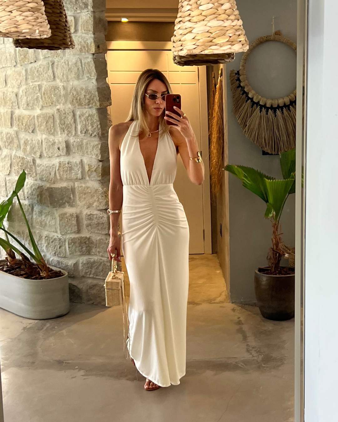 Vestido Longuete Franzido Frontal Lorena