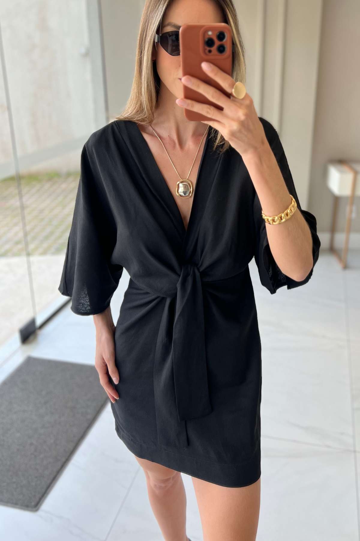 Vestido Kimono Curto Viscolinho Bia