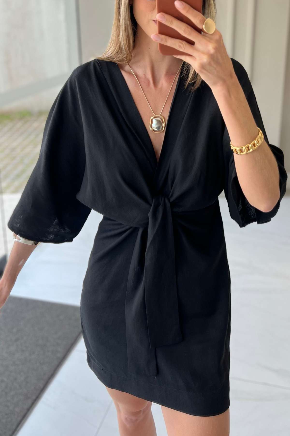 Vestido Kimono Curto Viscolinho Bia