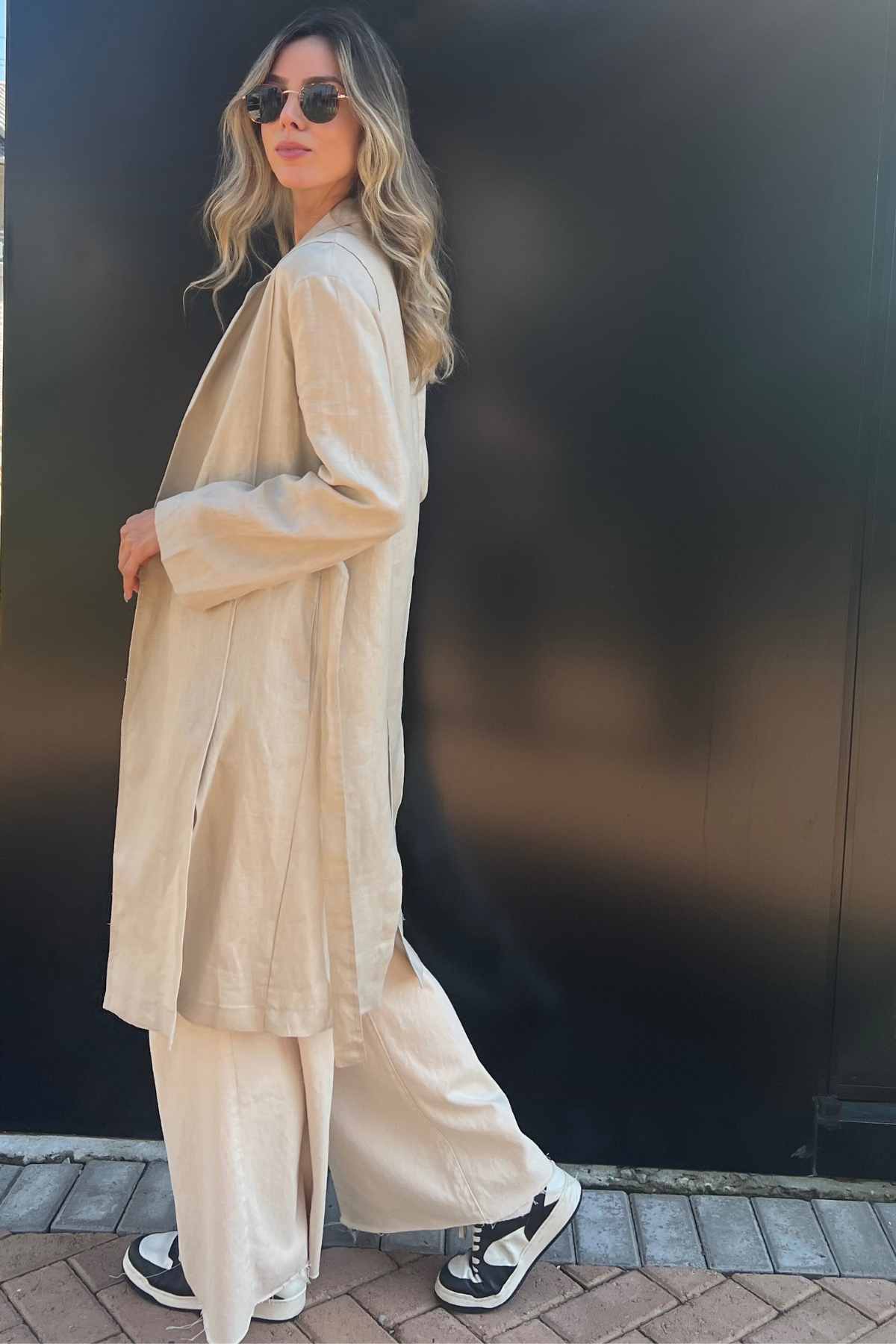 Casaco Feminino Trench Coat 100% Linho Dora