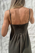 Vestido Midi com Bojo e Fendas em Viscolinho Catarina