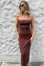 Vestido Tomara que Caia com Recorte no Busto Rebeca