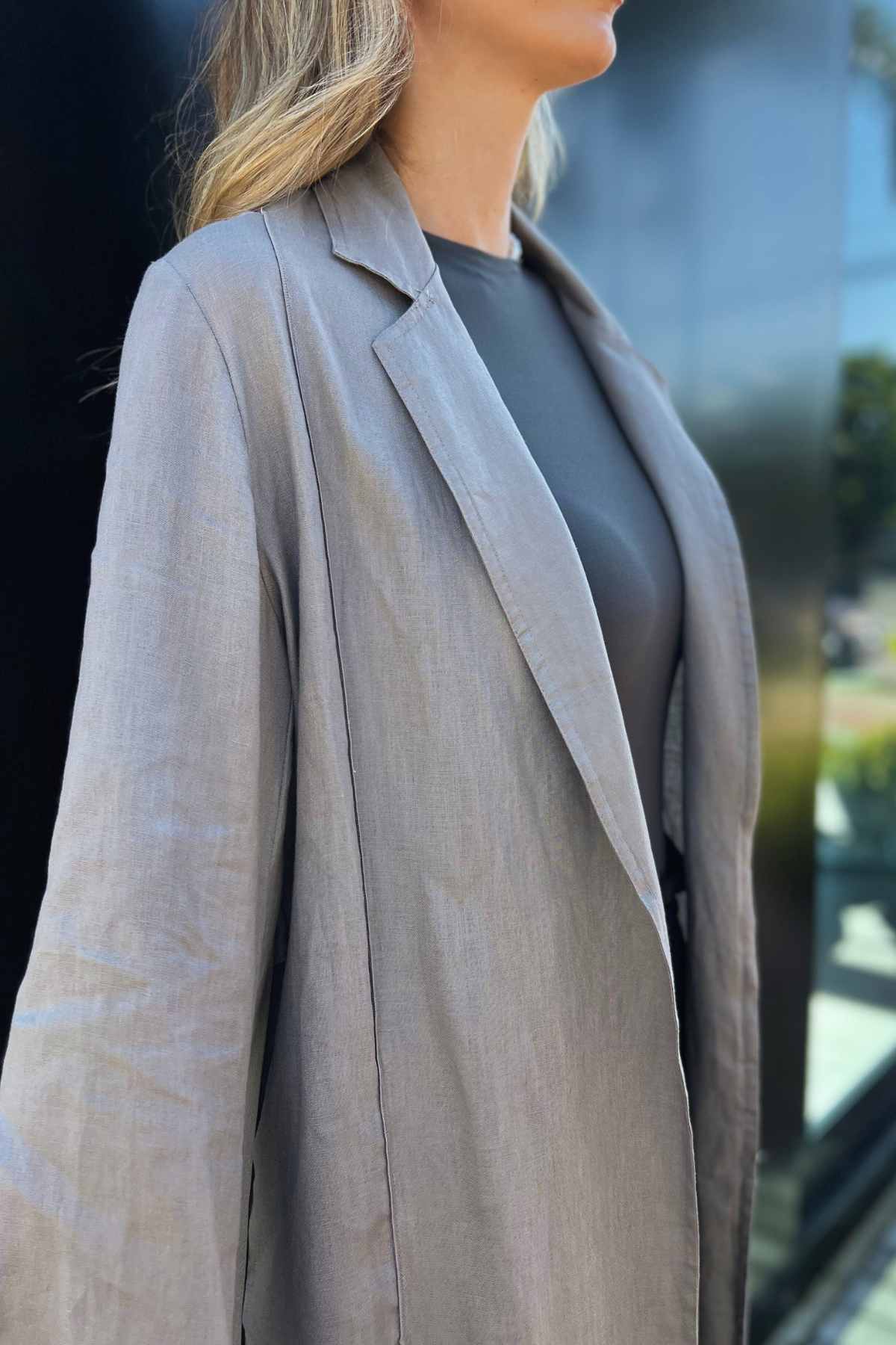 Casaco Feminino Trench Coat 100% Linho Dora