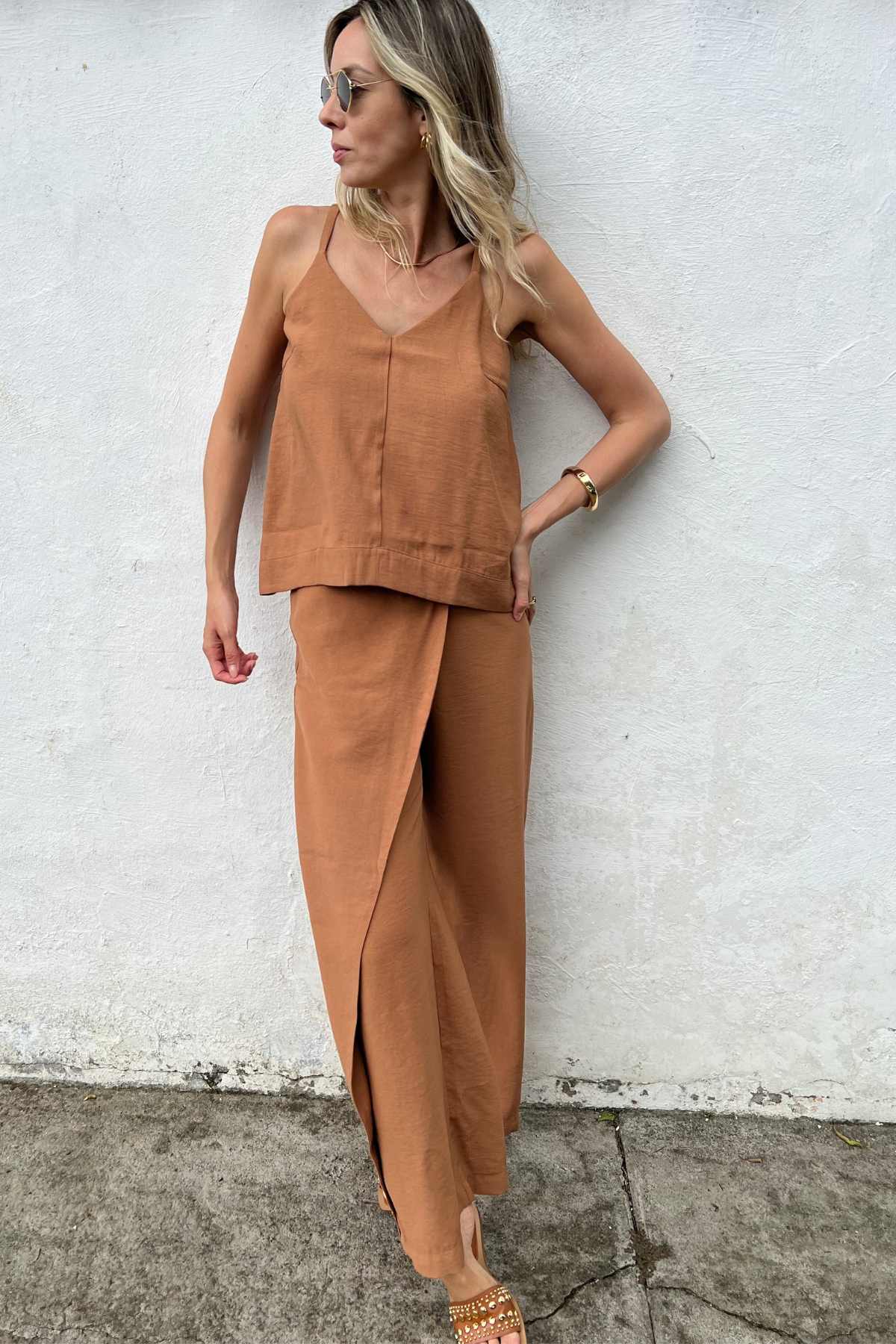 Calça Alfaiataria com Tecido Sobreposto Paloma