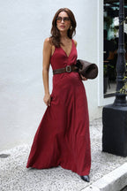 Vestido Longo Evasê Decote V Cecilia