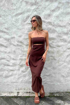 Vestido Tomara que Caia com Recorte no Busto Rebeca