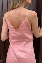 Vestido Midi Amplo Decote V Linho Mica