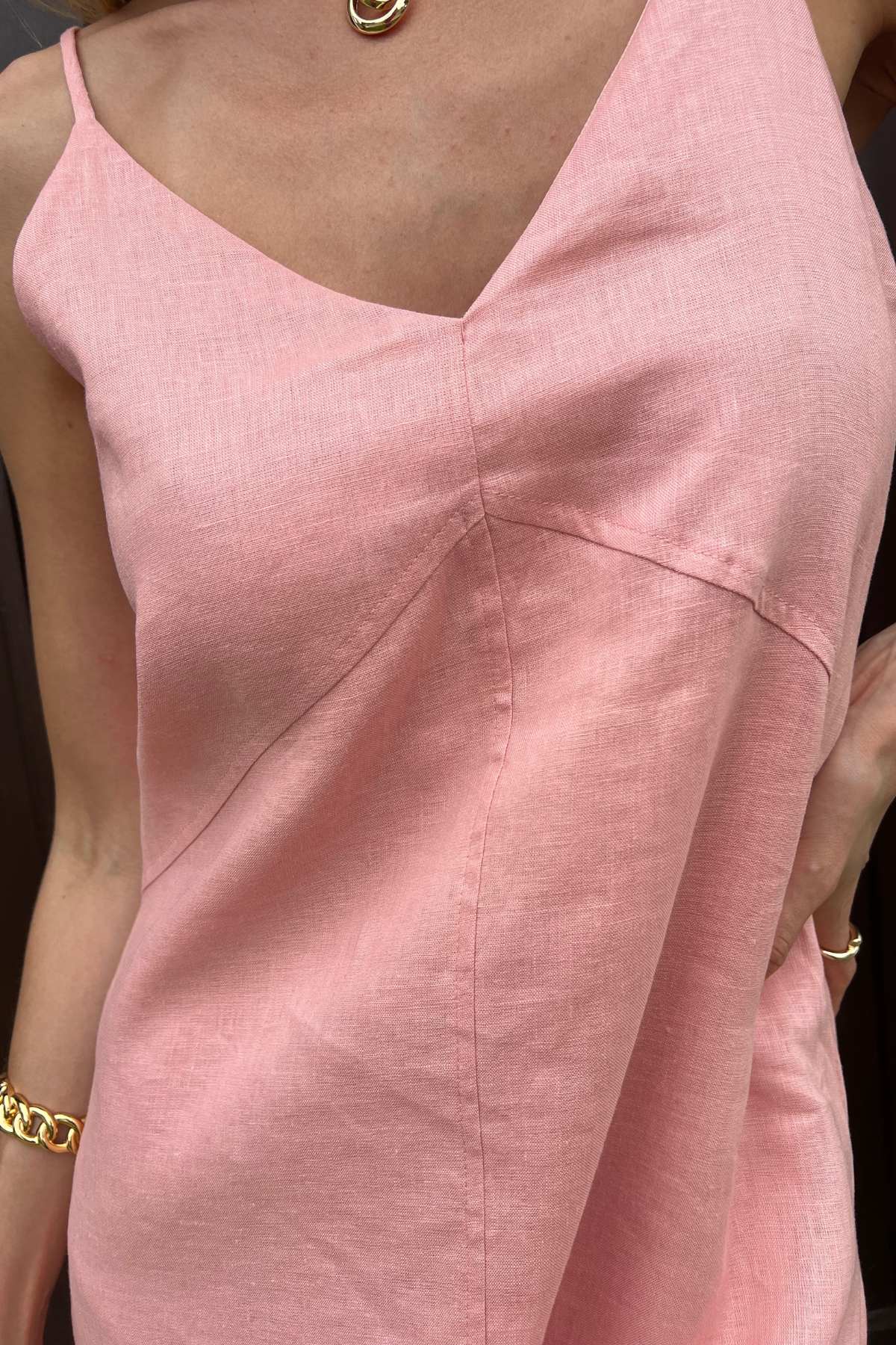 Vestido Midi Amplo Decote V Linho Mica