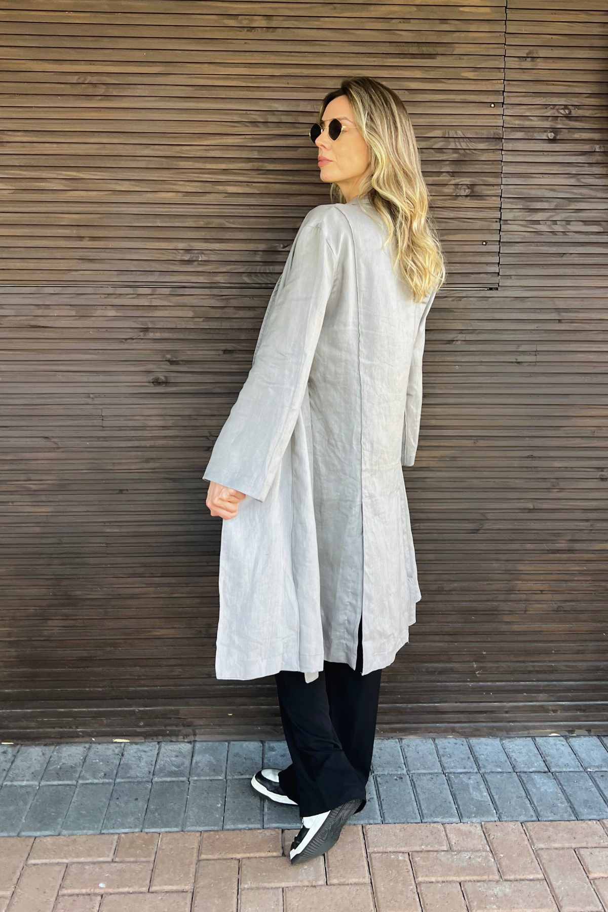 Casaco Feminino Trench Coat 100% Linho Dora