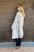 Casaco Feminino Trench Coat 100% Linho Dora